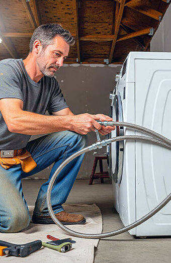 Plumber Connecting Washer Hose